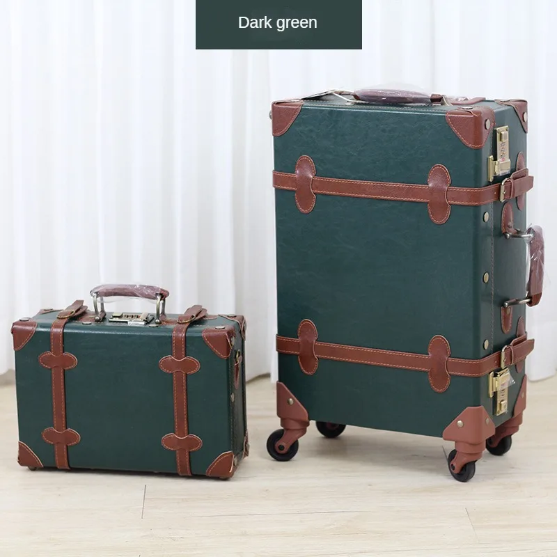 British Classic Retro Luggage Men's and Women's Trolley Case Universal Wheel Boarding Bag Leather Case Suitcase Set