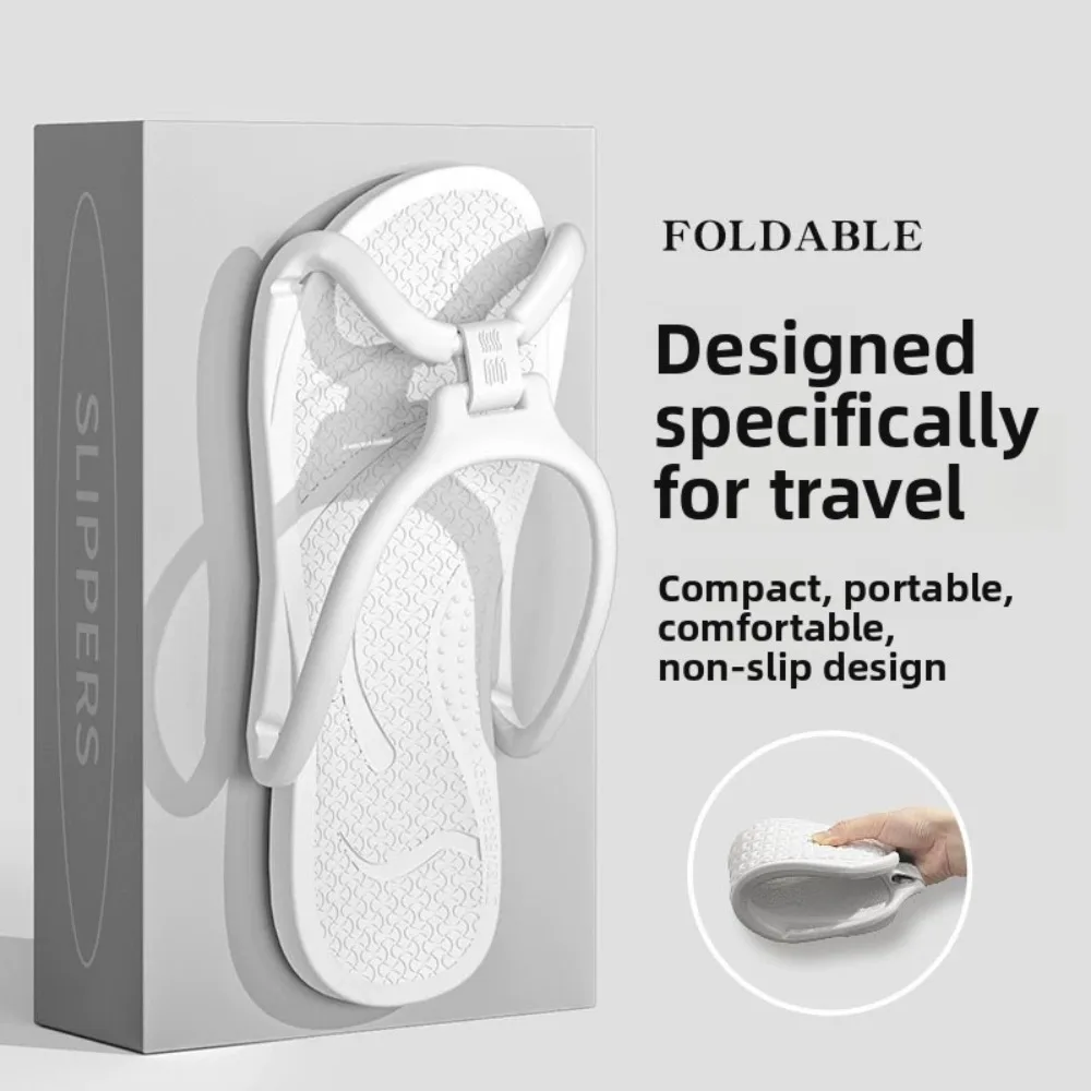Non-slip Foldable Travel Slippers Lightweight Comfortable EVA Hotel Flip Flops Flat Heels Soft Bathroom Slippers Men and Women