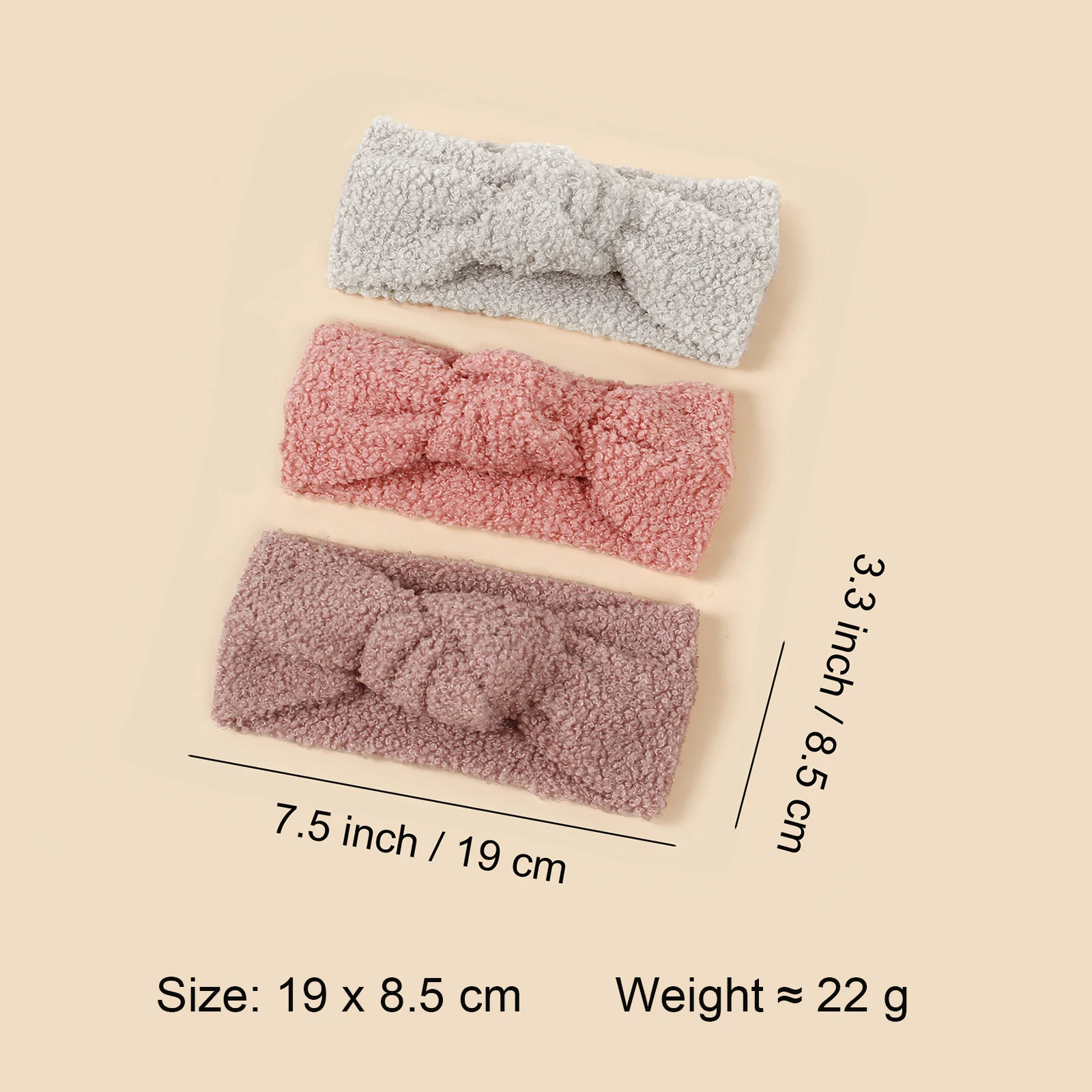 1pcs Cute Autumn Winter Girls Coral Fleece Single Knot Elastic Headbands Baby Solid Color Cashmere Headbands Girls Teddy Turbans