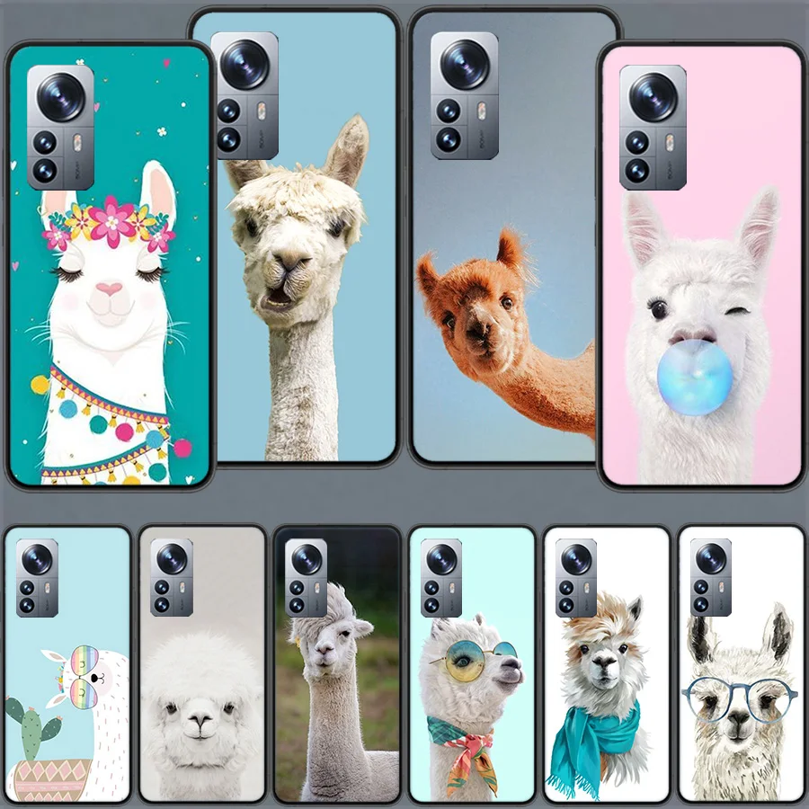 Cute, Naughty, Cool Alpaca Phone Case For Xiaomi Poco X6 X5 Pro 5G X4 F4 GT X3 F6 M5 M5S M4 M3 F5 F3 F2 F1 Mi Note 10 Lite Cove