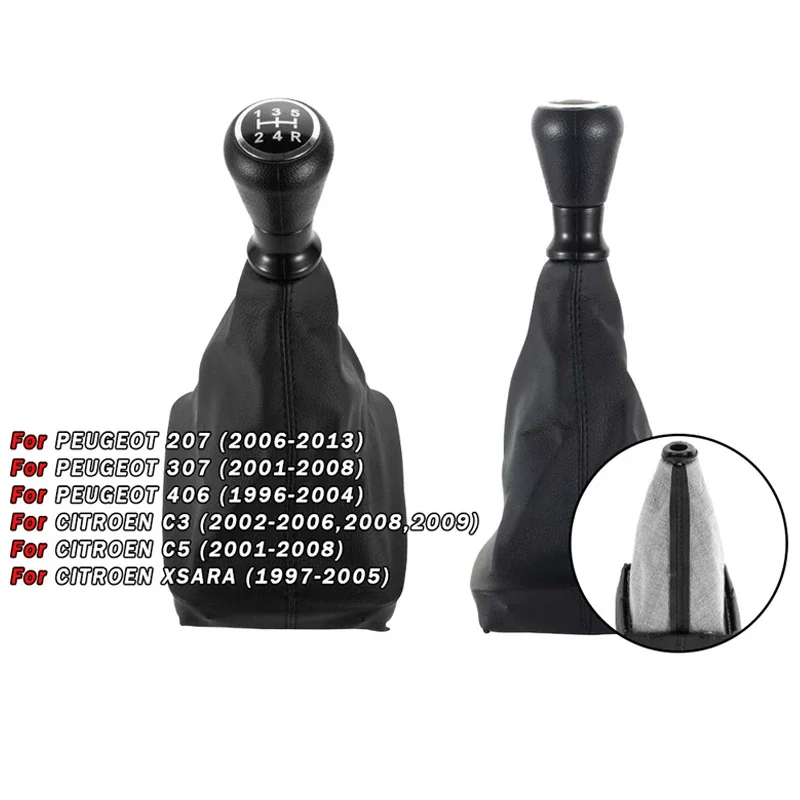 

5-Speed Integrated Gear Shift Knob & Dust Boot for Peugeot & Citroen - Car Transmission Lever Cover, Durable Auto Accessories
