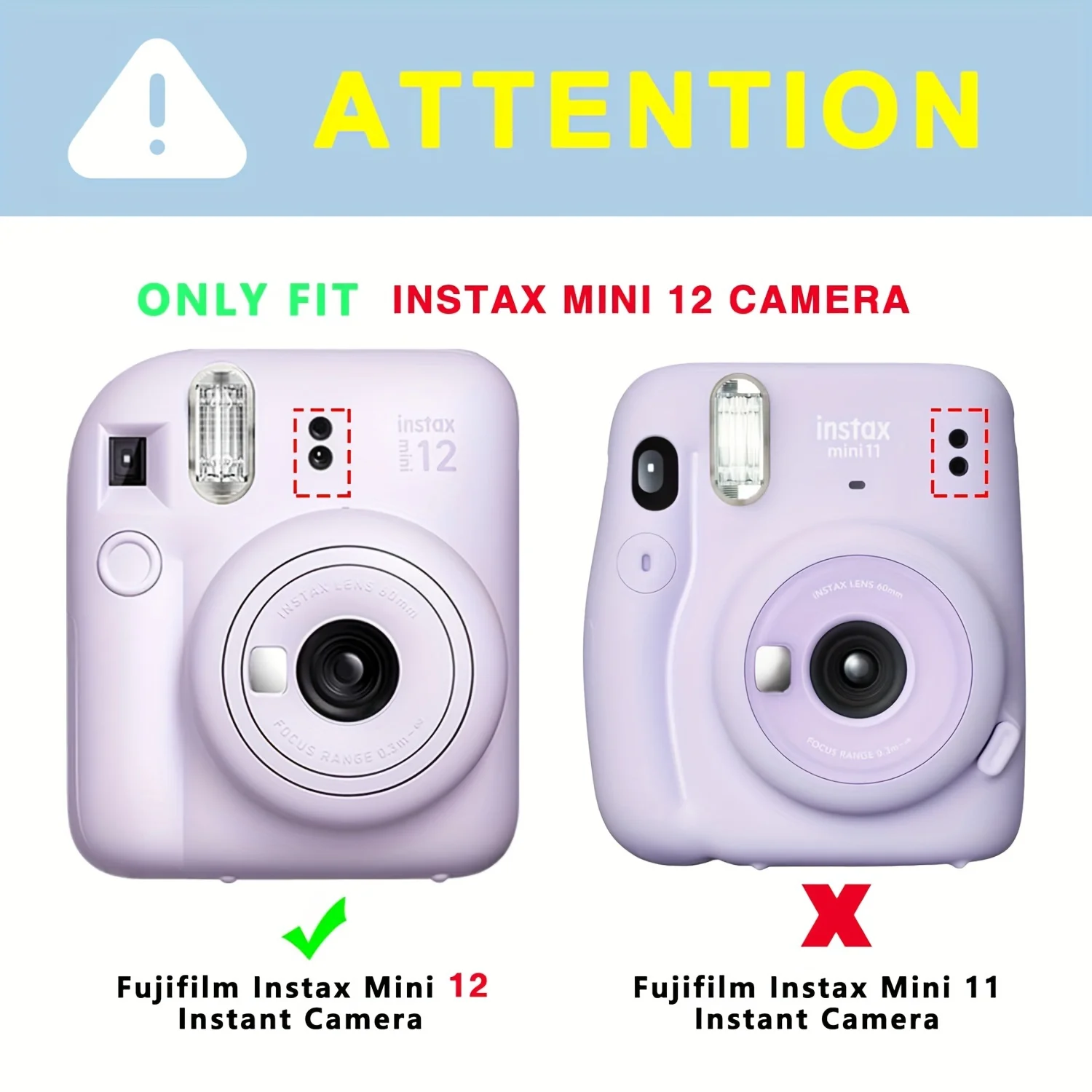 1 set of silicone protective case for Fujifilm Instax Mini 12 with adjustable shoulder strap (camera not included)