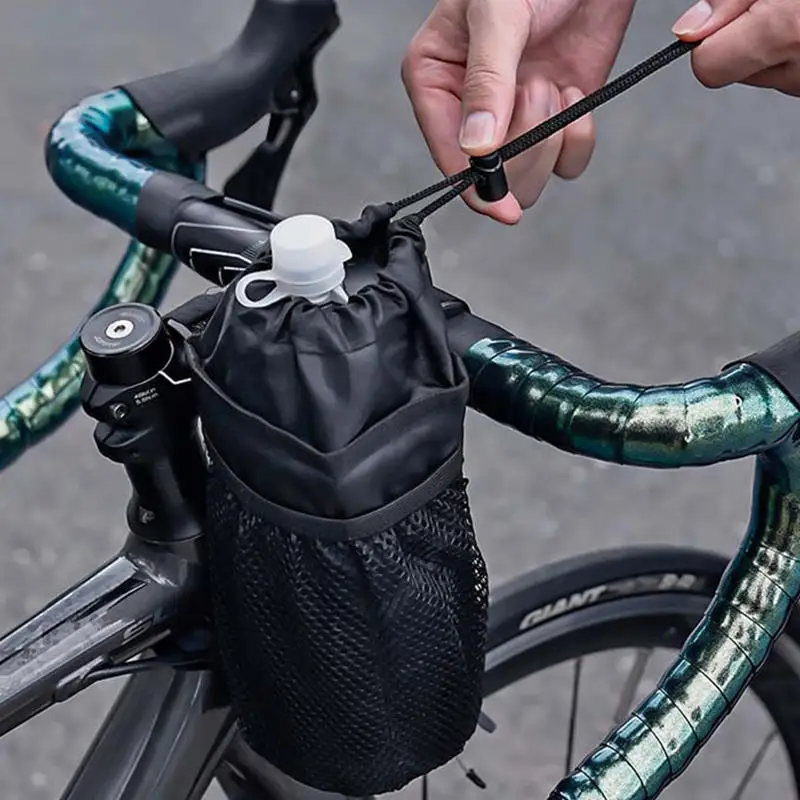 Soporte para botella de bicicleta, bolsa portadora de agua para ciclismo, hervidor aislado, bolsa para manillar de bicicleta de carretera, accesorios, Kit de herramientas de equitación