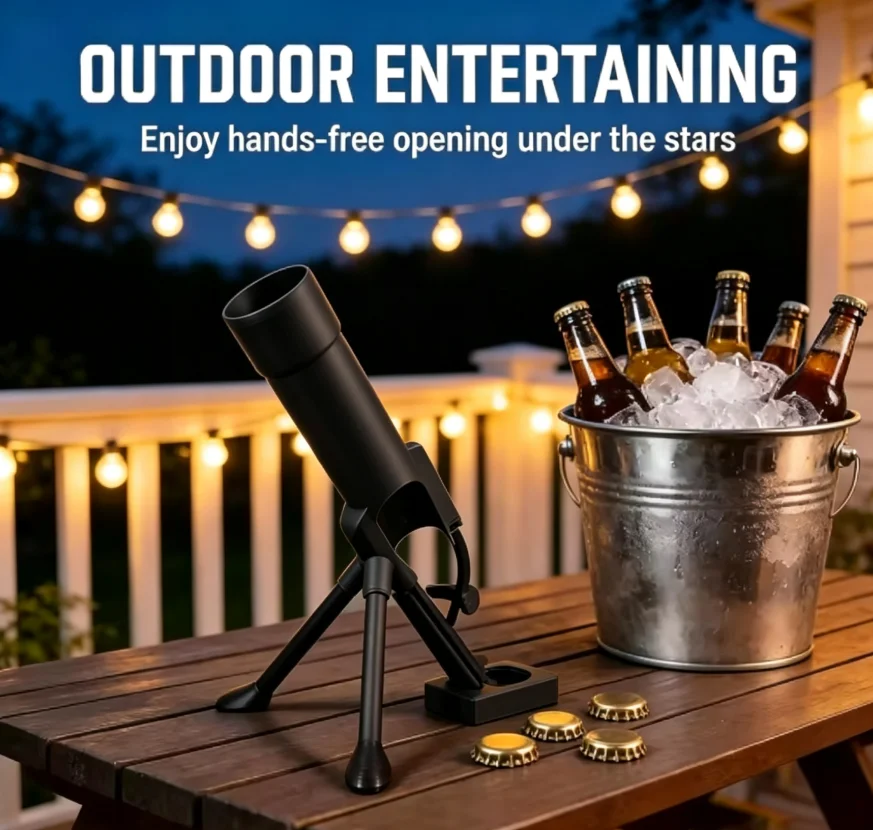 Fun Launching Beer Bottle Opener Mortar Design Hand Free Cap Popper Unique Novelty Gift For Beer Lovers Barbecue Party Supply