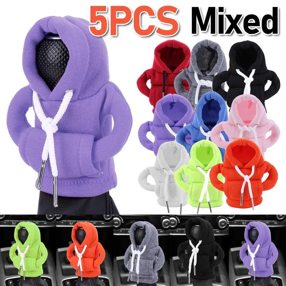 5-1pcs Gear Shift Hoodie Cover Hoodie Sweatshirt for Car Gear Universal Handbrake Cover Shifter Knob Hoodie Cover Car Interior