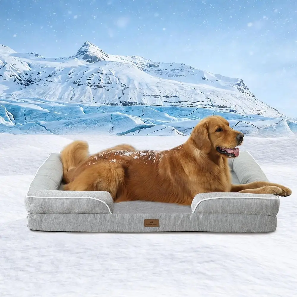 Orthopedic Dual-Cooling Dog Bed for Large Dogs with Removable Cover, Waterproof Lining, and Non-Slip Base, 42L x 30W x 7.5H