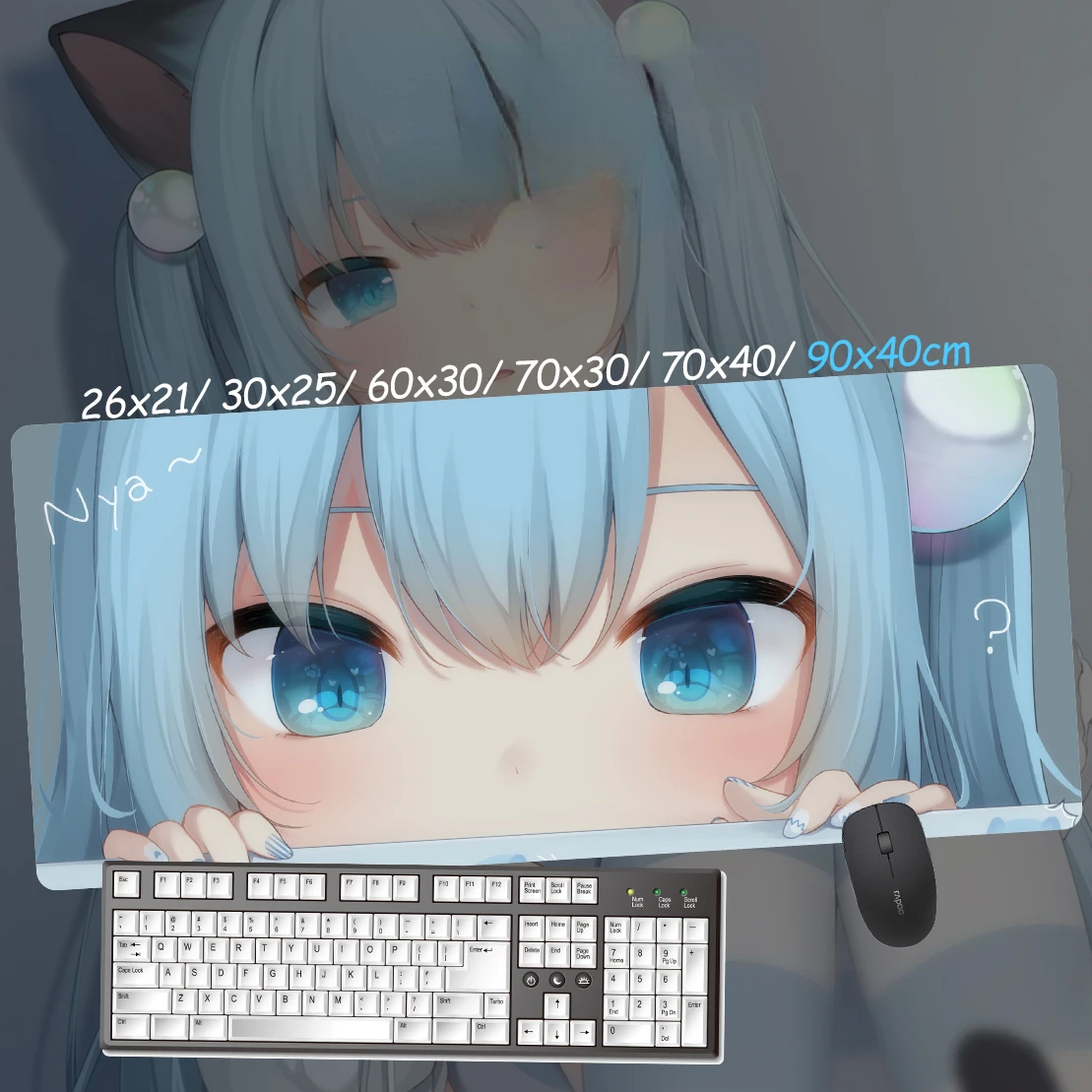 Anime Custom Design Cat Girl Theme Nacho Neko Theme Cute Kawaii Gaming Anime Japanese Vtuber Mouse Pad Desk Mat