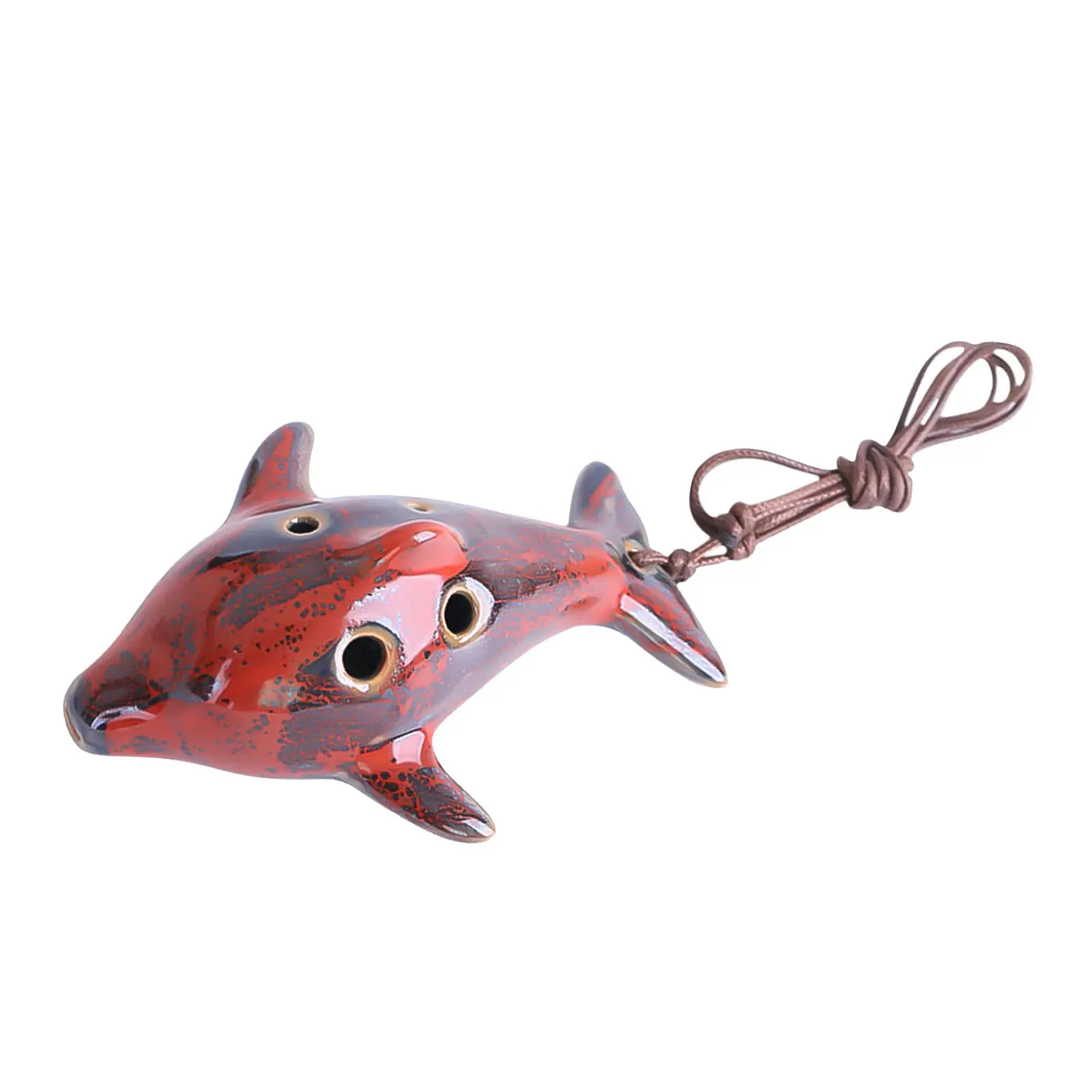 1Pcs 6 Holes Ceramic Ocarina Flute Alto C Portable Fish Shape Musical Instrument Gift Easy Play for Beginners Christmas Present