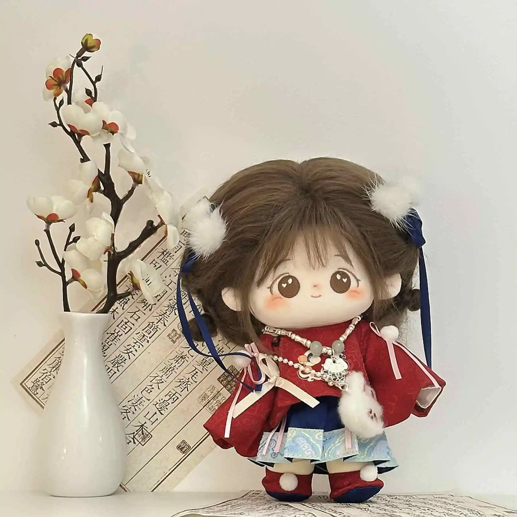 20cm Doll Clothes Rabbit Fairy Hanfu Red Green Dress Ancient Suit Stuffed Plushies Plush Doll Accessories Anime Toy For Kids