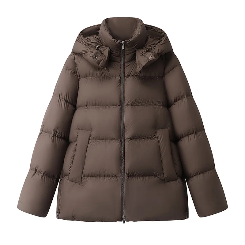 

Winter Women's Down Jacket Hooded Commuting Windproof Oversize 90 White Duck Down Jacket