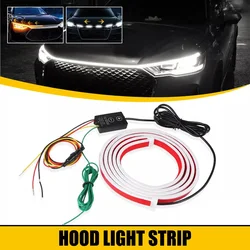 Car Hood Decorative Light LED Daytime Running Light Strip Start Scan Yellow Auto Turn Signal Indicator Headlight Universal 12V