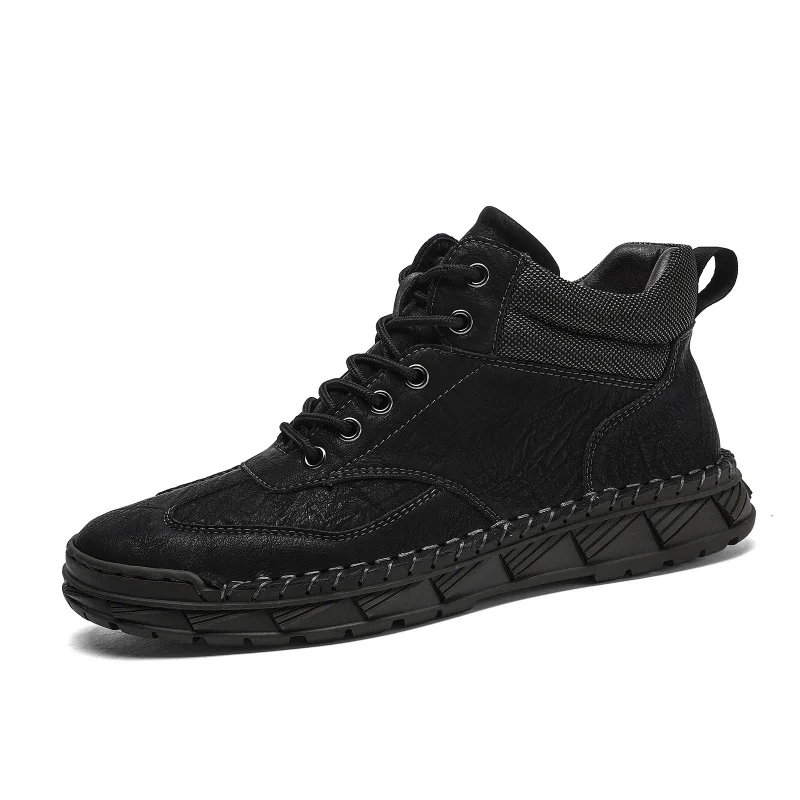 

Мужская одежда больших размеров: кожаные ботинки PUL, мужские ботинки ручной работы, ботинки на плоской подошве с шнуровкой.