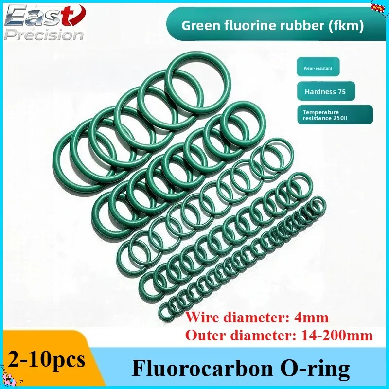 Fluororubber O-ring Wire Diameter 4mm Outer Diameter 14-200mm Fluororubber Gasket Waterproof Sealing Ring