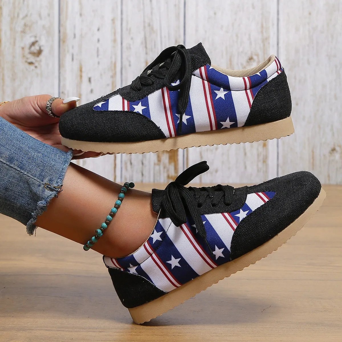 Casual Female Sneakers Women Vulcanized Shoes 2023 Summer Trend Color Blocking Printing Running Mom Shoe Lightweight Rubber Sole