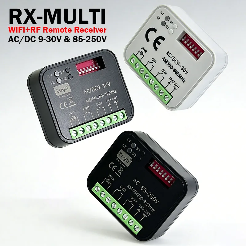 

Universal RX MULTI Tuya Wifi Smart Switch Module 2CH 300-868MHz Garage Door / Gate Remote Control Receiver Opener 433MHz 868MHz