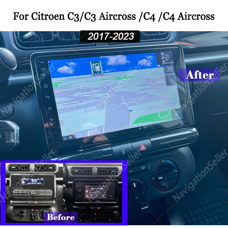 

Carplay Navigation For Citroen C3 C4 Aircross 2017 2018-2023 Android Screen Auto Radio Stereo Multimedia Video Player Head Unit