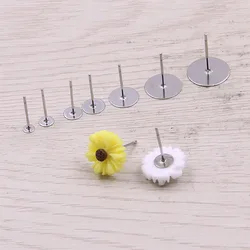 Aço inoxidável em branco Brinco Studs, Post Base Pins com Plug Findings Brinco, Ear Back para DIY Fazer Jóias, 100 Pçs/lote