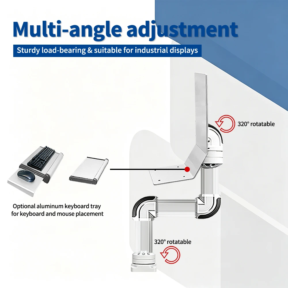 Industrial equipment aluminum alloy mouse, keyboard, and monitor integrated stand profile stand floor-standing