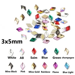 Rombo de 3x5mm para decoración de uñas, mini diamantes de imitación con parte trasera plana, cristales de forma especial, piedras para decoración personalizada en 3D, venta al por mayor