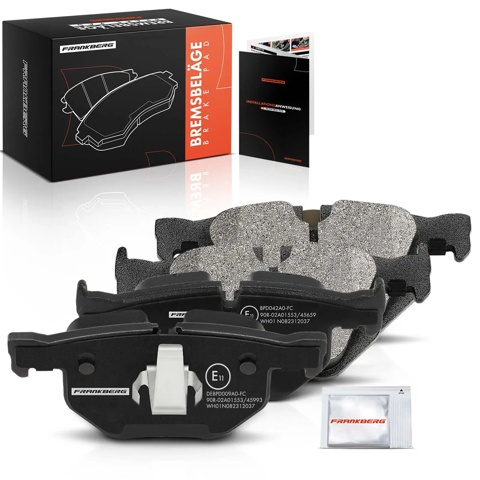 Frankberg 4x Bremsbeläge Hinterachse für BMW 5er Touring 6er Cabriolet 2.0L 2.2L 2.5L 3.0L 2001-2010 34212339277 34212339290