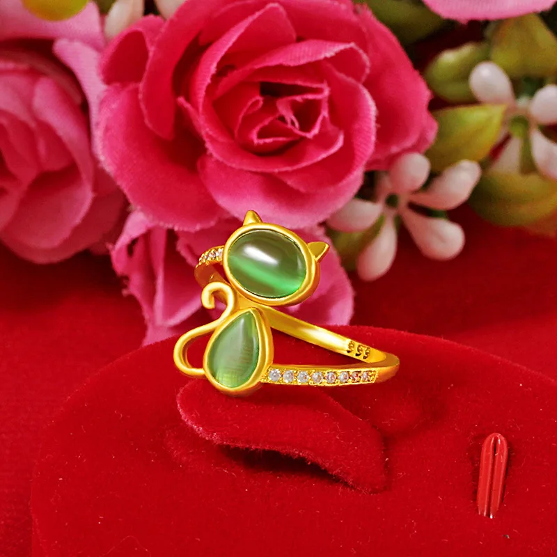 

Exquisite & Dainty Jade Retro Fox Open Ring For Women 24K Gold AU999 | Smart details, gentle and eye-catching