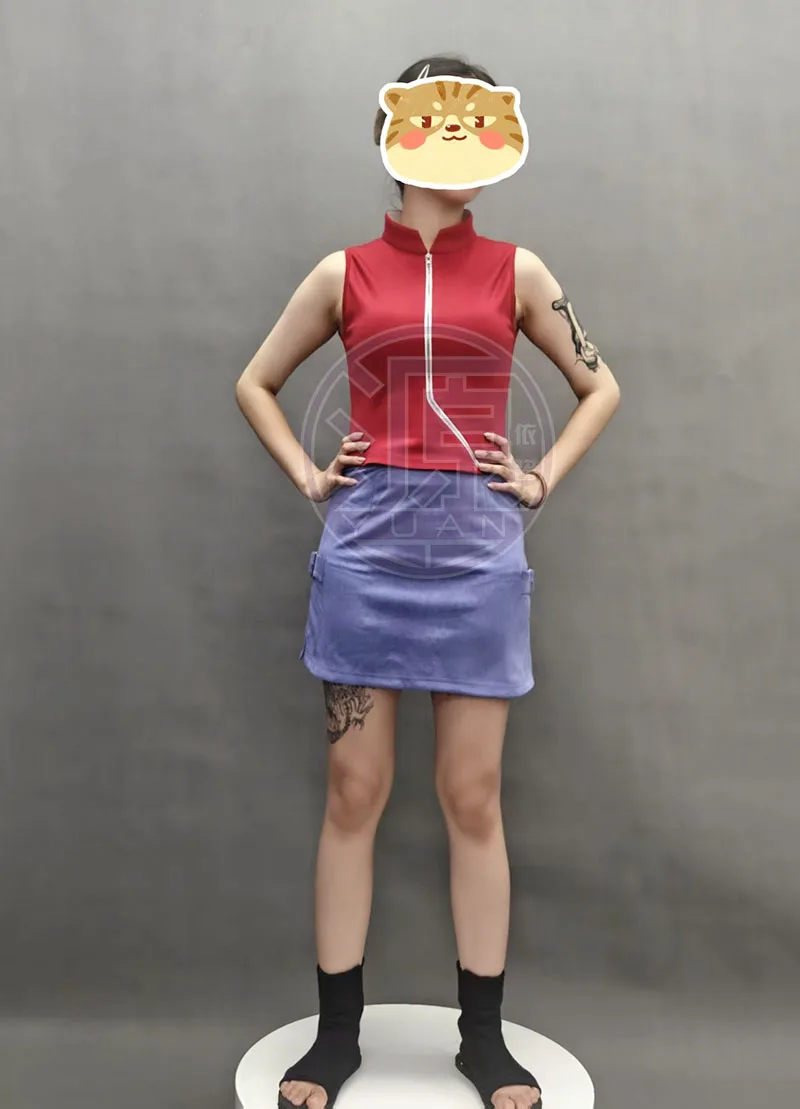 

Anime Shippuden Haruno Sakura 17 Years Old Cosplay Costumes Women Red Top Skirt Outfits Halloween Carnival Party Suit