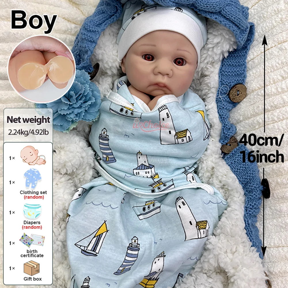 Poupée nouveau-né réaliste en silicone souple de 40 cm, collection Art Artist, yeux ouverts, pour anniversaire ou Noël.