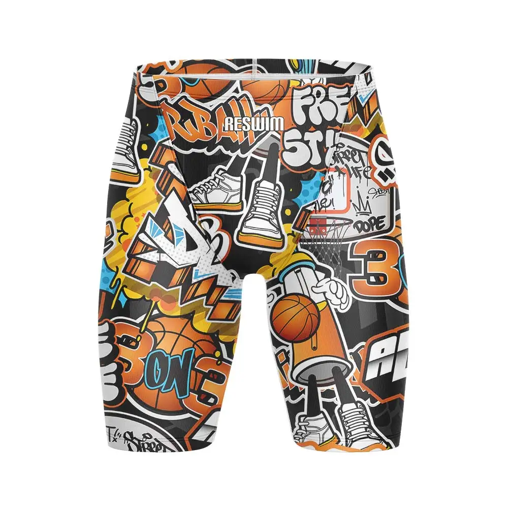 Summer Men's Swimming Trunks Swim Jammer Athletic Practice Knee-Length Swimsuit Shorts Beach Tights Shorts Surfing Diving Pants