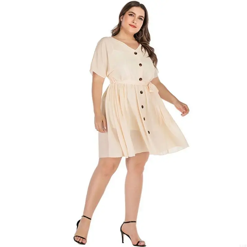 l38e-women's-short-sleeve-dress-female-high-waist-mini-dress-vacation-dress