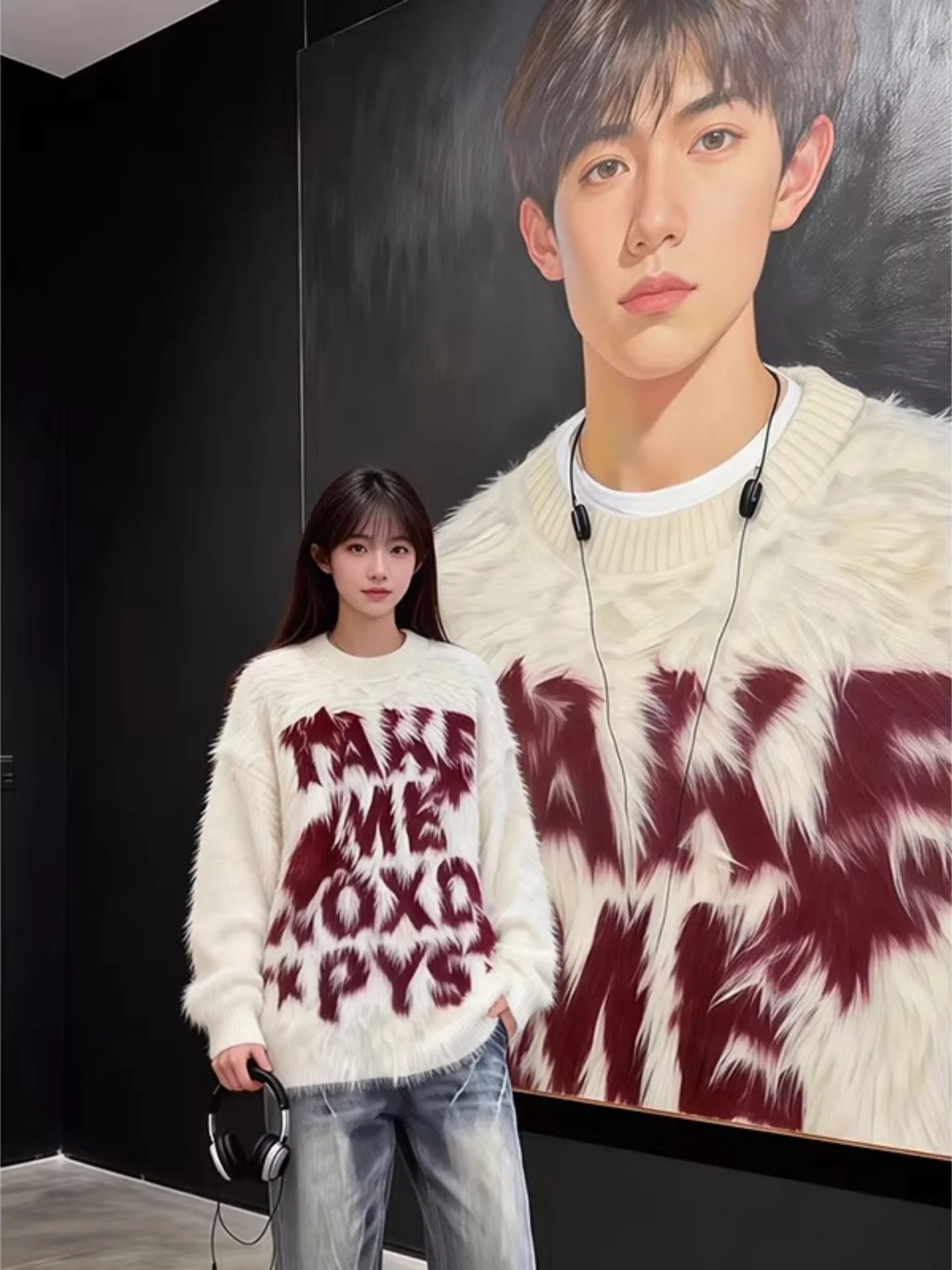 

Мужской утепленный свитер из мягкого норкового ворса в американском ретро-стиле, зимний вязаный свитер для дома и отдыха, модный шерстяной свитер для ношения под одеждой