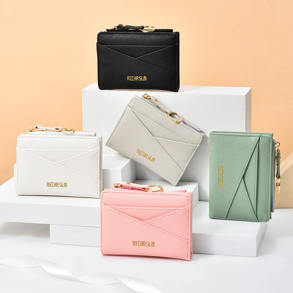Mulheres carteira de embreagem de couro do plutônio mini titular do cartão moeda fivela curta bolsa nova moda tamanho pequeno carteira feminina