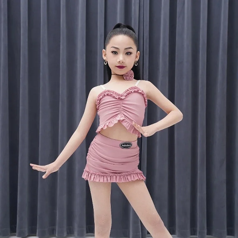 

New Girls Latin Dance Competition Dress Children'S Ballroom Dance Performance Costume Kids Dancing Practice Suits