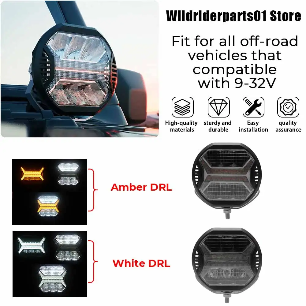 

5.75 Inch Car Part Led Work Light Bar Emark Approved Amber DRL Driving Light Spotlight For Jeeps 4x4 Off road vehicle ATV Truck
