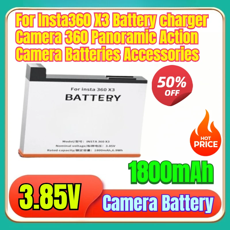 

New 3.85V 1800mAh For Insta360 ONE X3 For Insta360 X3 Battery Charger Camera 360 Panoramic Action Camera Batteries Accessories