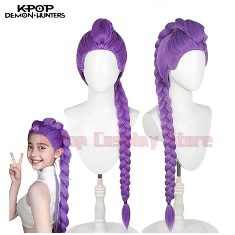 

K-POP Demon Hunters Costume Rumi Wigs Cosplay Kids Anime Mira Zoey Costume Wigs for Women Men Purple Braid Wig HalloweenProp
