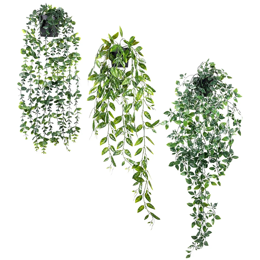 

3pcs Artificial Potted Plant Decor Realistic Greenery Vine For Indoor Wall Ceiling Home Household Hanging Plant Decors Garden