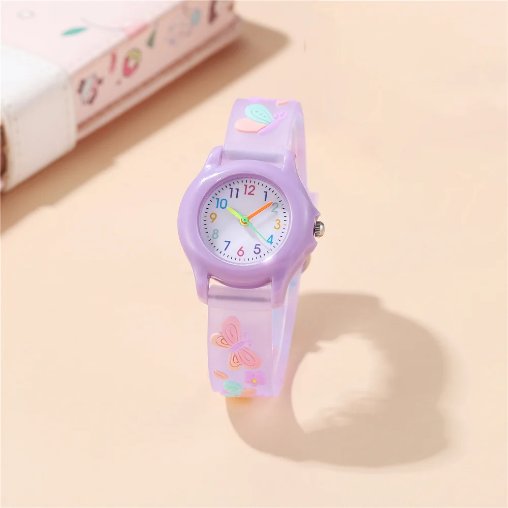 New Fashion Butterfly 3D Pattern Children\'s Watch Student Regular Daily Study Watch Girls Gift