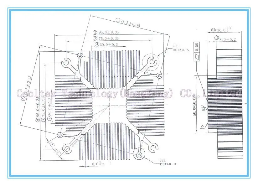 (Recommended) High quality 95x95x30mm Aluminum heatsink radiator heat sink  for LED chip Electronic