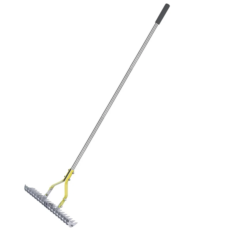 

AAAC-Lawn Dethatcher Rake Metal Dethatching Rake Dead Grassrake Lawn Soil Rake Stainless Steel Lawn Grass Rake For Efficient