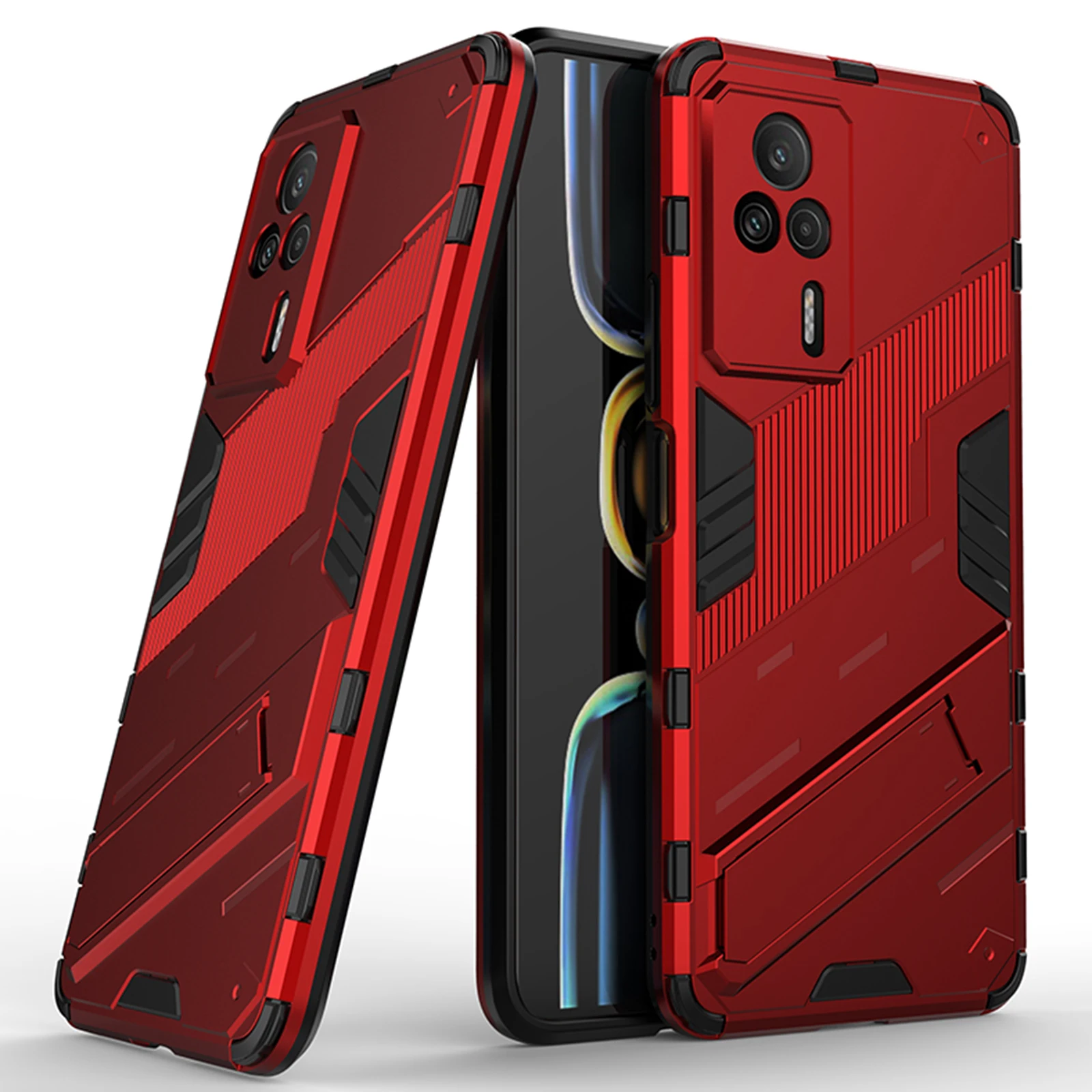 

Phone Cover Kickstand For Xiaomi Redmi K60E 5G, Anti-scratch TPU+PC Mobile Phone Case - Red