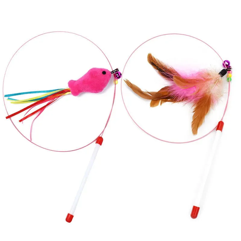 2023 new Cat toys Pet Products cat sticks steel wire feathers cat love fish cat toys cat toys interactive artifacts cat supplies