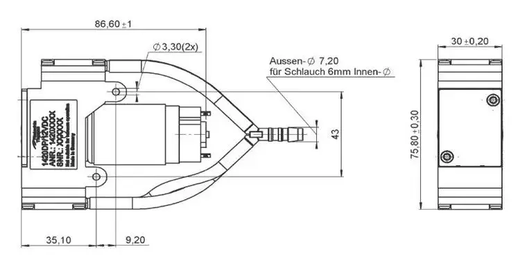 Micro Brushed Double Head Diaphragm Vacuum Pump D861-22-01 12VDC