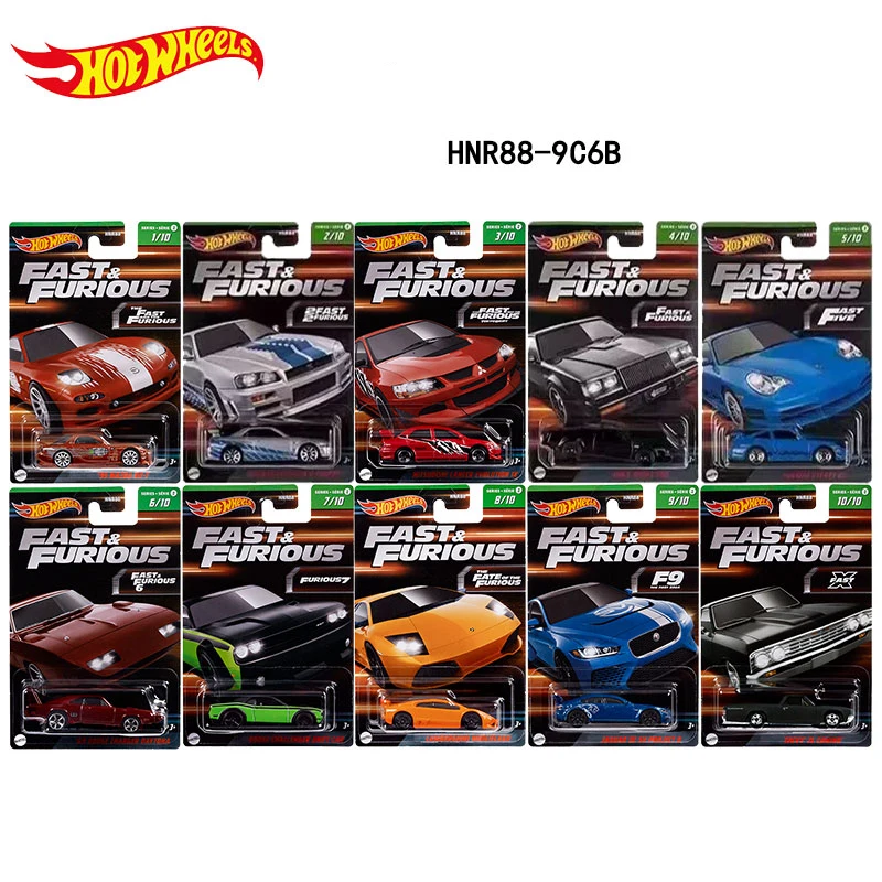 Hot Wheels Fast and Furious Cars NISSAN SILVIA S15/MITSUBISHI ECLIPSE/TOYOTA SUPRA/FORD ESCORT  1/64 Die-cast Model HNR88