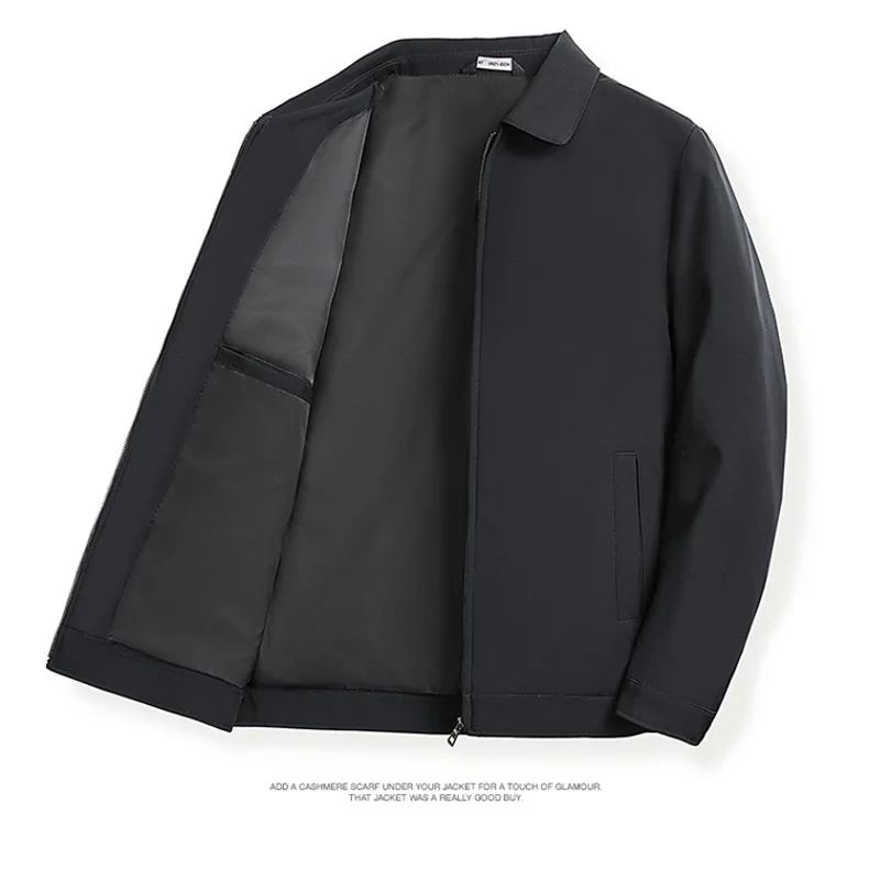 

Мужская осенняя куртка 2026: Элитная деловая повседневная модель для мужчин среднего и старшего возраста, с отложным воротником, в корейском стиле, свободного кроя, водонепроницаемая ветровка для офиса