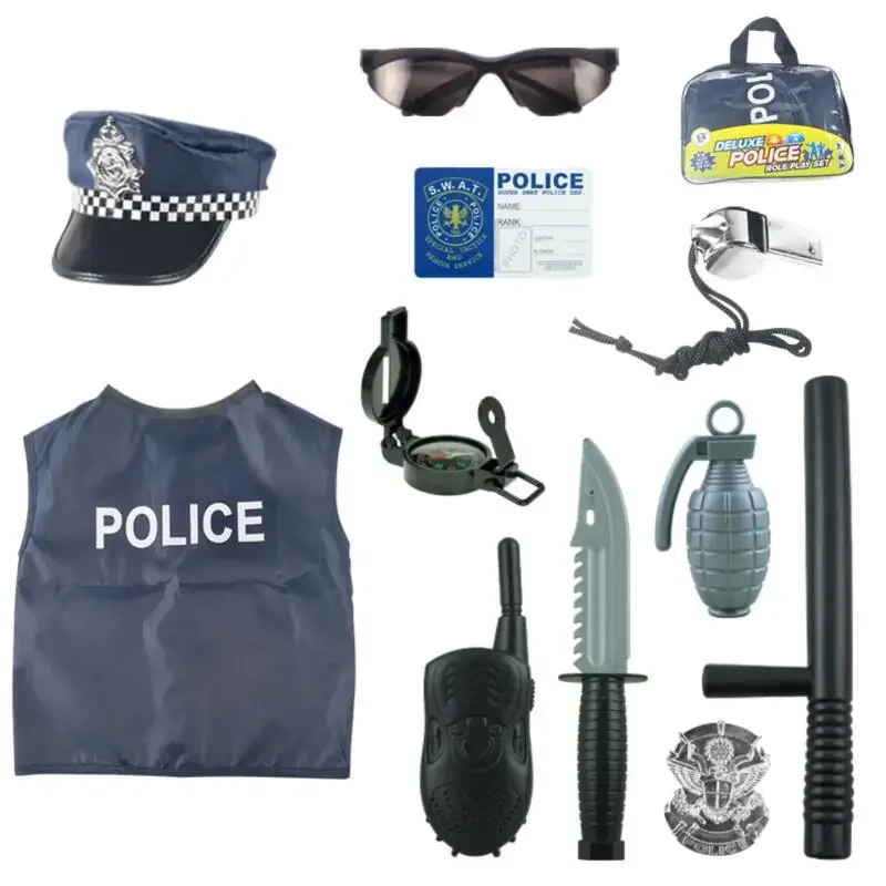 SN55Police Costumi Cosplay per Ragazzi Ragazze, Giocattoli della Polizia, Poliziotto, Bussola, Fischio, Distintivo della Polizia, Oggetti di Scena per Costumi di Carnevale, H$@1w