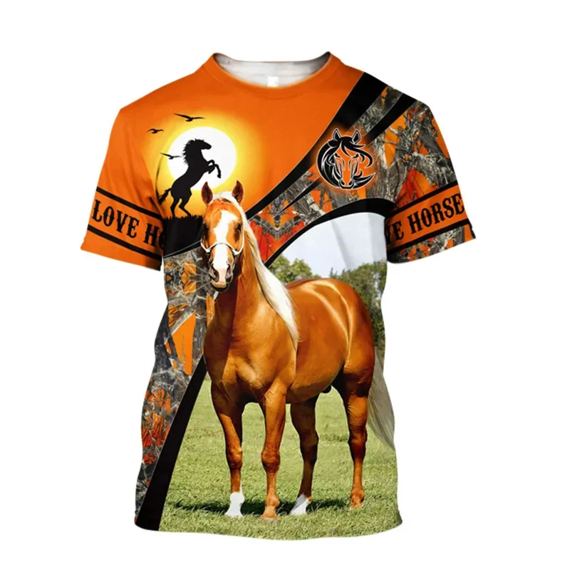 3D Printing Horse Shirt Unisex Fashion Women\'s Tee Shirt Large Loose O-Neck T-Shirt Casual Short Sleeve T Shirt Horse Clothes