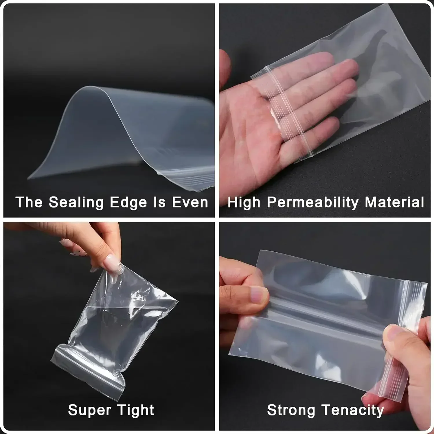 100/300Pcs Thickened Resealable Bags Clear Mini Plastic Storage Zipper Lock Bag Jewelry Food Nut Fresh Packaging Pouch Organizer