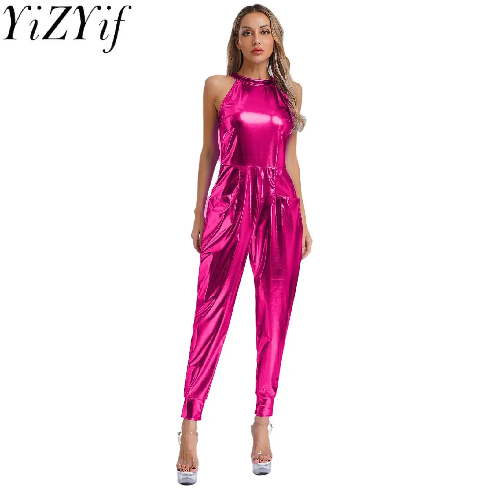 

Women Vintage Jazz Waltz Ballroom Dance Costume Shiny Metallic Fashion Bodysuit Street Party Club Disco Raves Dance Jumpsuits