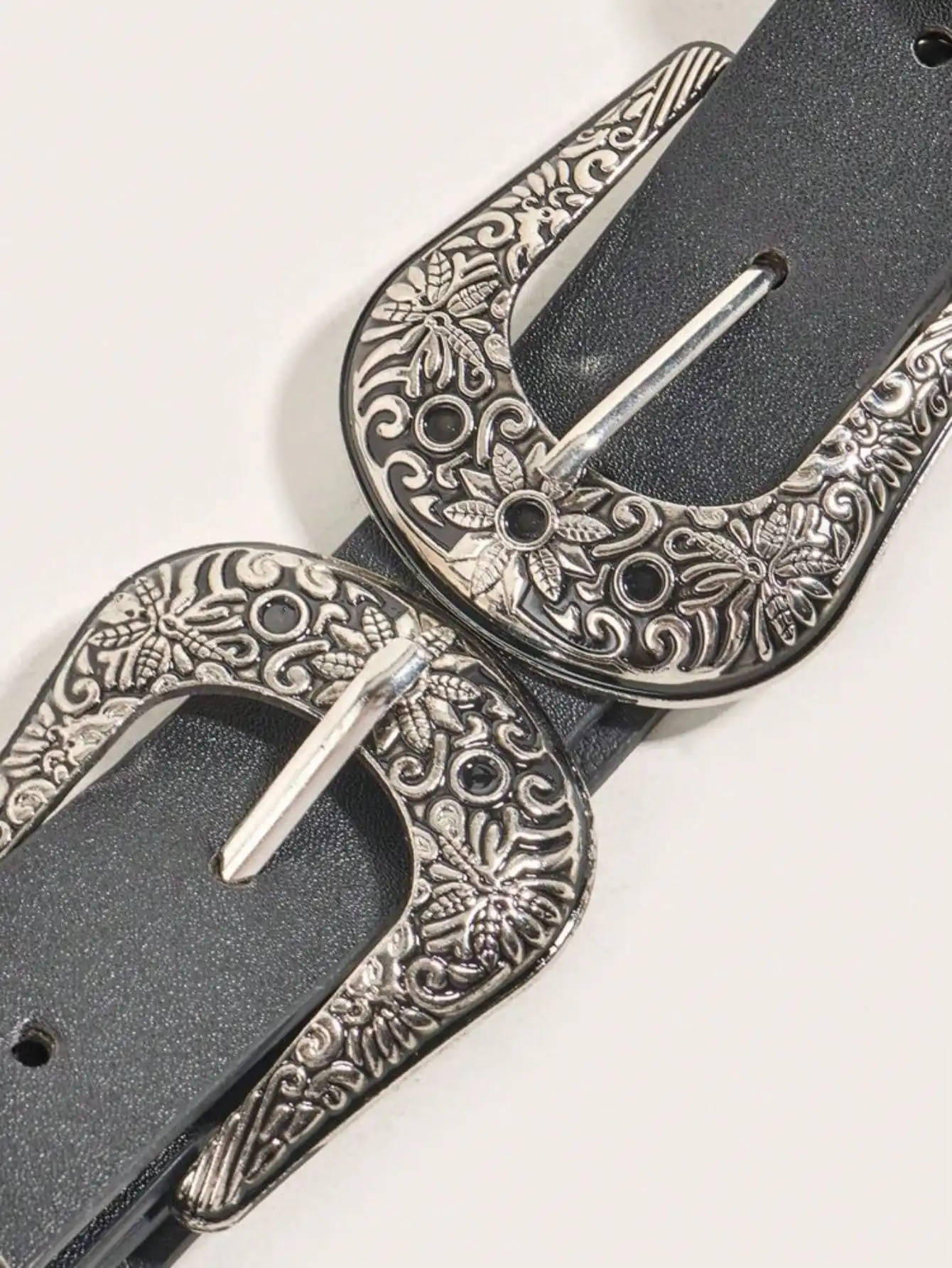 حزام خصر غربي عتيق للنساء ، حزام بإبزيم مزدوج من الجلد الصناعي ، حزام خصر لفستان الجينز #3