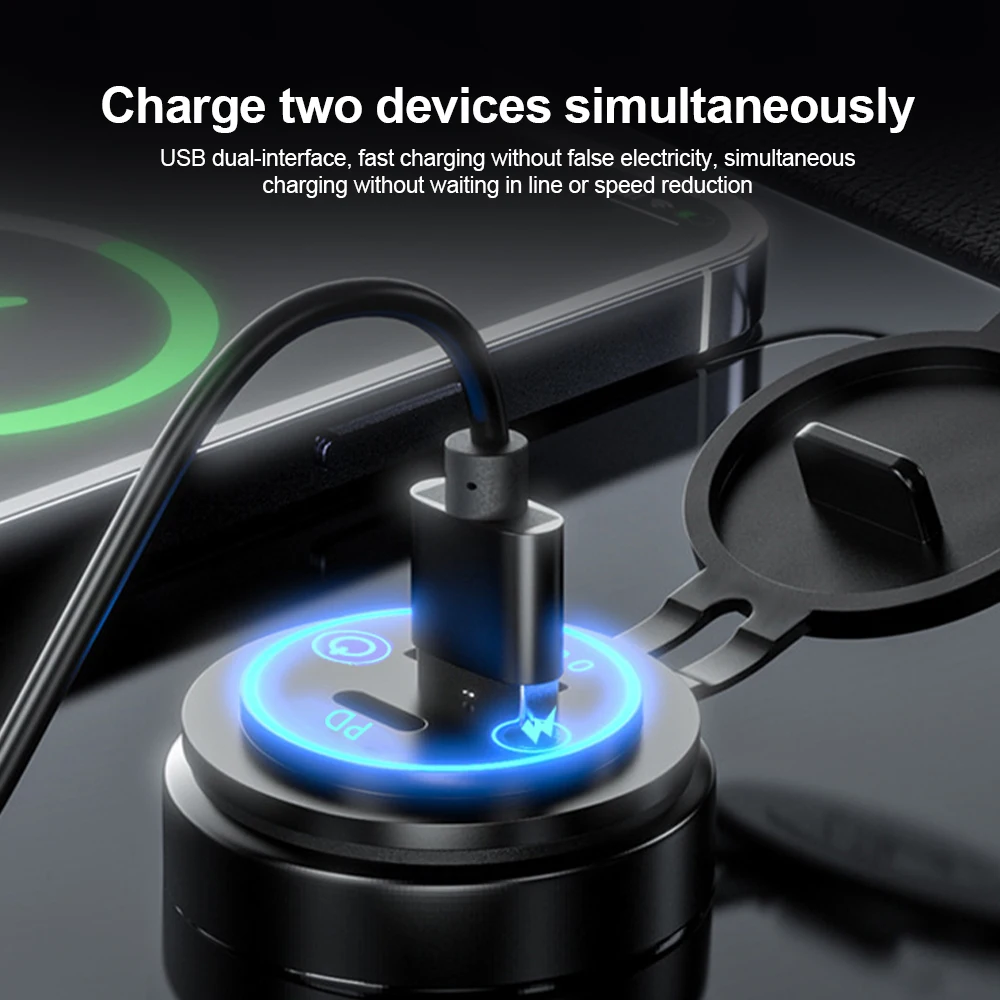 

Автомобильное зарядное устройство PD QC 3.0 с двумя USB-портами, быстрая зарядка, 12В/24В, водонепроницаемое, с выключателем, адаптер для быстрой зарядки в автомобиле, розетка питания